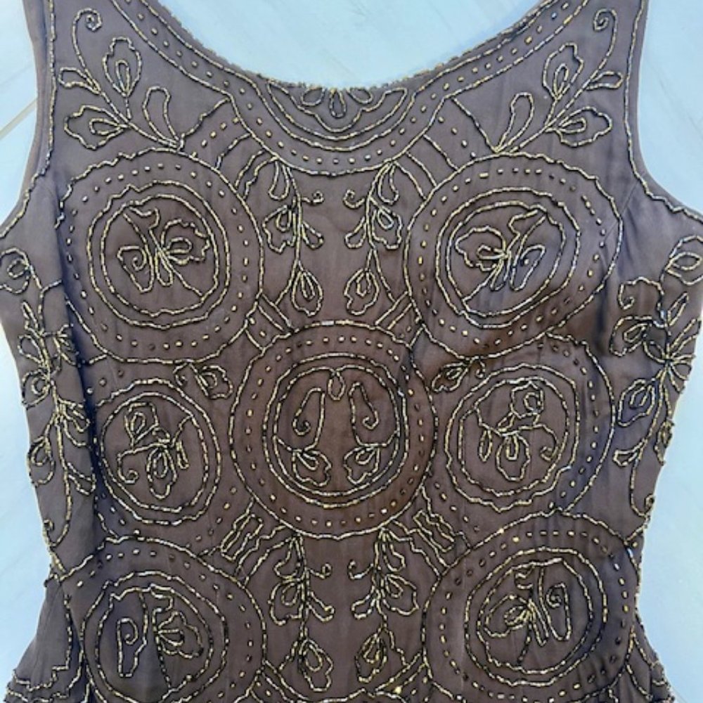 Carmen Marco Valvo Beaded Cocktail Dress - Picture 3 of 8